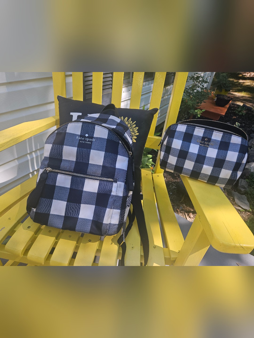 Kate Spade Black And White Gingham Mini Backpack